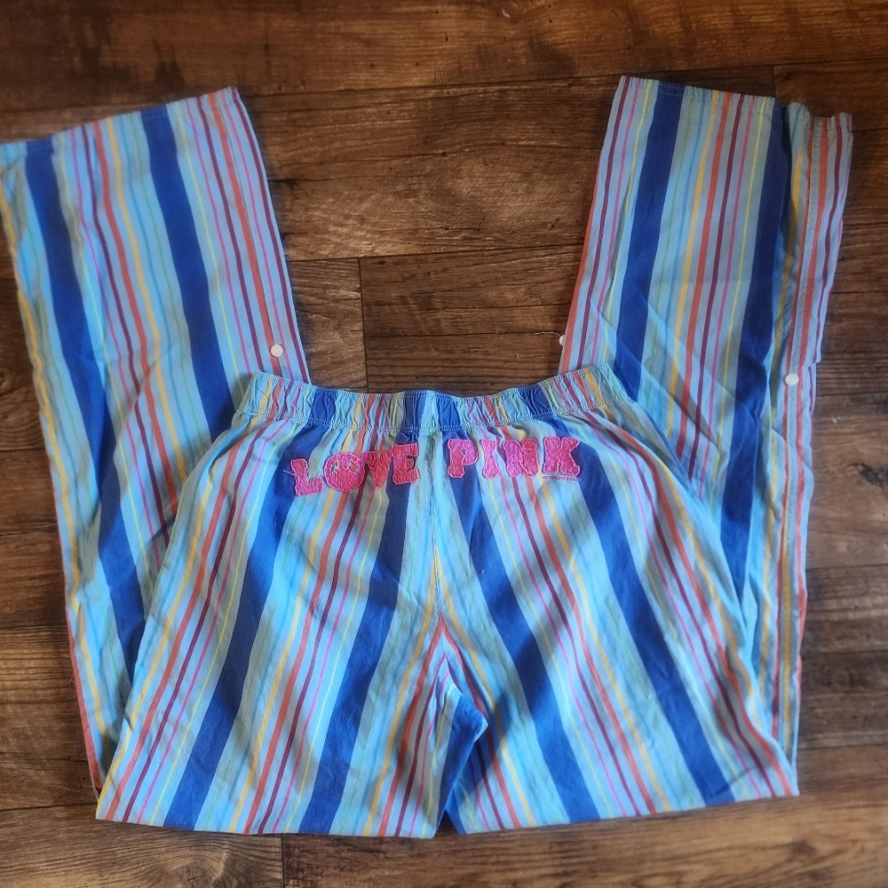 VINTAGE *LIKE NEW* V.S. PINK CANDY STRIPE LOUNGE PANT & BRA SHELF TANK